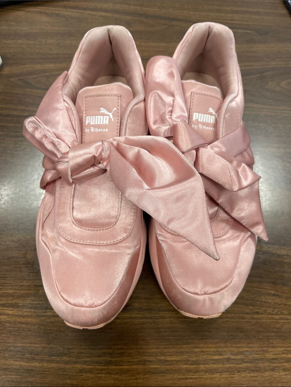 Puma Pink Satin Bow Low-Top Sneakers
